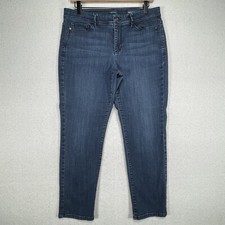 J Jill Authentic Fit Slim Ankle Jeans Womens 10 Stretch Dark Wash Mid Rise Denim