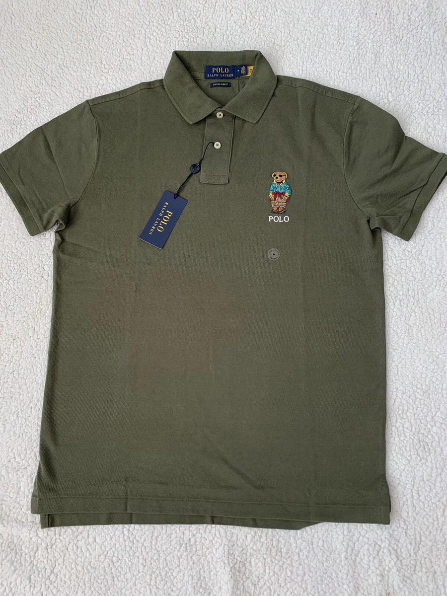 Polo Ralph Lauren Men s Dark Green Custom Slim Fit Teddy Bear Mesh