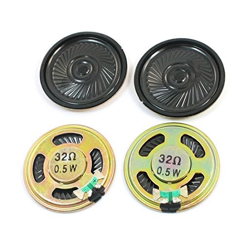Sourcingmap 4 Pcs 0.5W 32 Ohm 40mm Dia Rond Metal Interne Aimant Mini