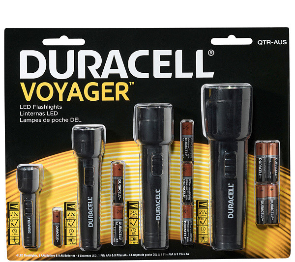 Duracell Voyager LED Torches PROMO FAMILY 4 PACK ALL SIZES With