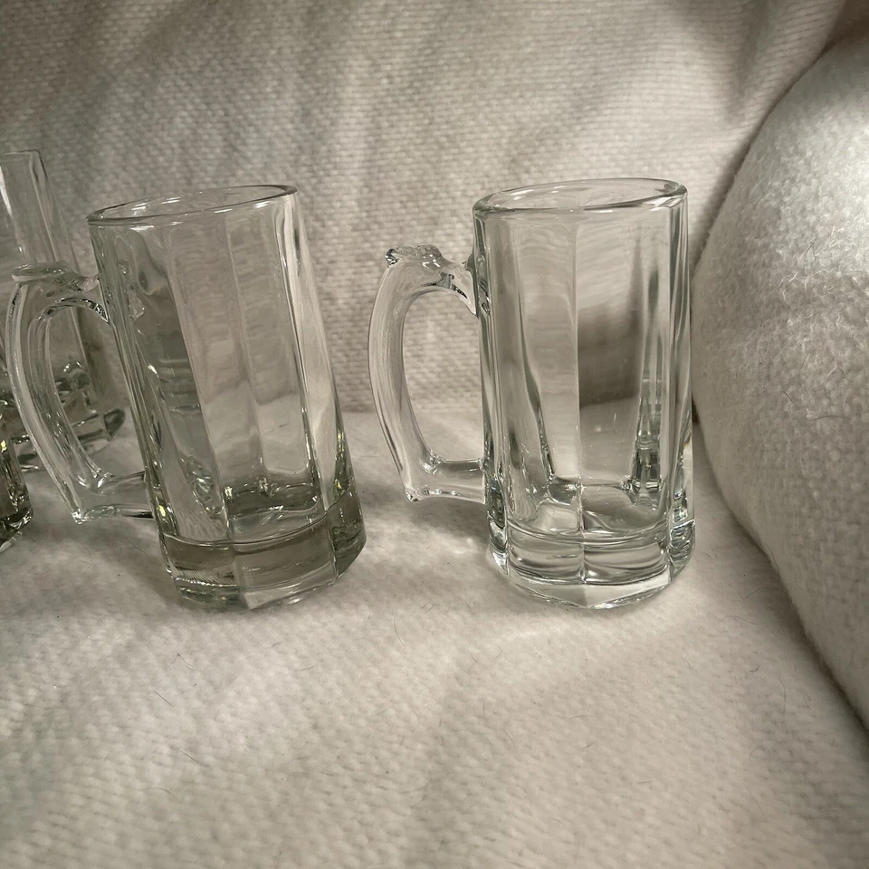 Juego de 4 tazas de cerveza de vidrio con paneles Libbey Lifestyles Steins 12 OZ Foto 3 de 4