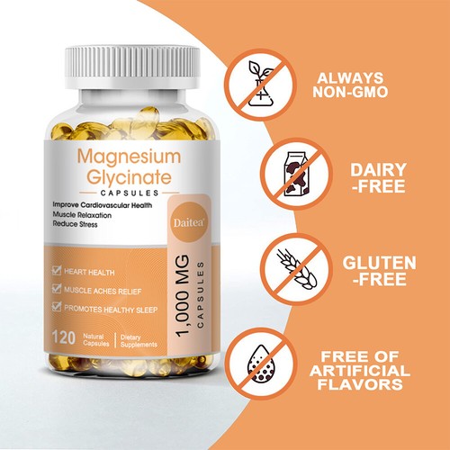 Magnesium Glycinate1000mg 30 to 120 Capsules for Muscle, Sleep, Leg Cramp, Heart - Picture 8 of 12