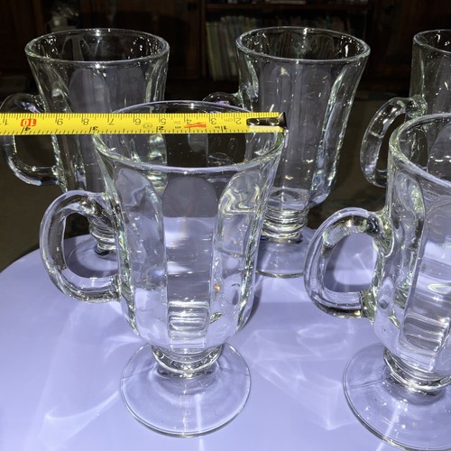 Libbey Milan Clear Glasses Irish Coffee Mugs Paneled Stem 5-3/4" Tall Set of 7 - Picture 7 of 23