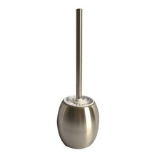 Image of Modern Stainless Steel Toilet Brush Oval Shaped Cleaning and Holder for