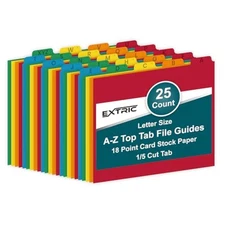 Extric Alphabetical File Organizer, 25 Alphabet Dividers With Tabs Letter Size F
