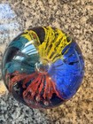 Blown Glass Art Paperweight Colorful Firework Flower Round 3" Tall Vintage — photo 6