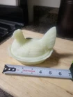Fenton Satin Custard Glass Hen on Nest Uranium Glows