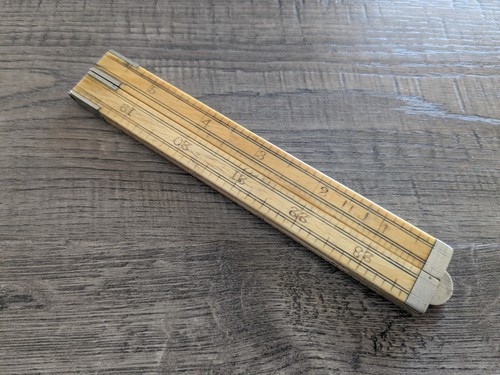 Antique Stanley No. 86 German Silver Fittings 4 Fold 24" Carpenter's Ruler NICE