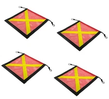 4 Pcs Safety Flag w/Bungees Cord DOT Compliant 18" Reflective High Visibility X