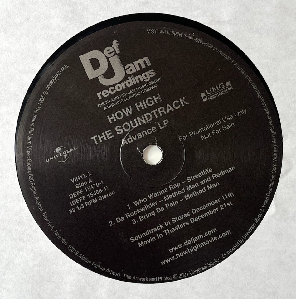 Redman Method Man Various- How High The Soundtrack x2 LP Exclusive Album Advance - Image 4 of 4