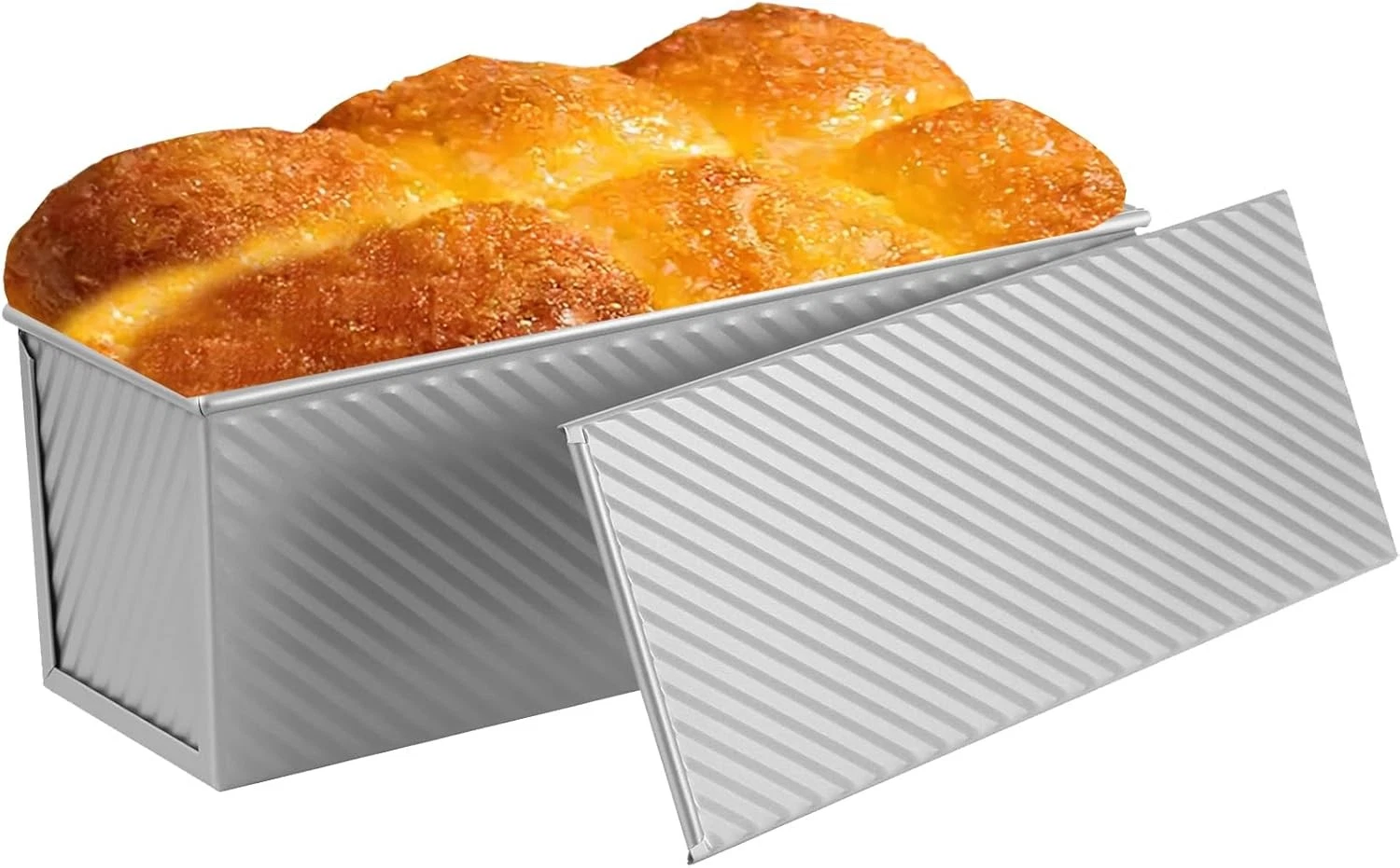 Non-Stick Pullman Loaf Pan with Lid 13x4 Inch - 2.2lb Carbon Steel Bread Baking