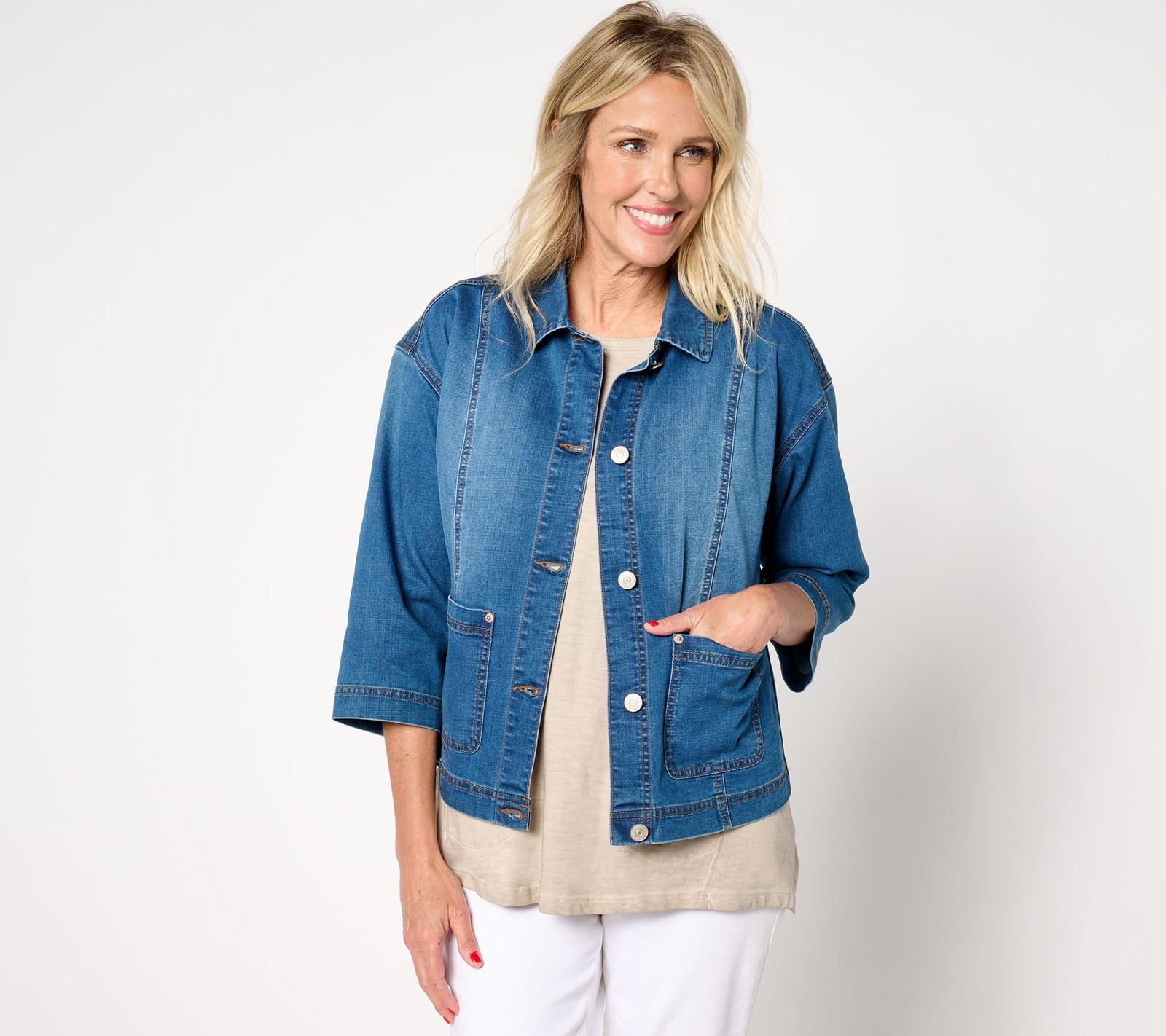 Northwest Women's Jacket Sz 10 Sleeve Denim Patch Pockets Blue A675602