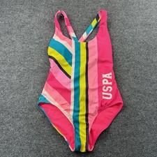 Polo Ralph Lauren Girls One Piece Swimsuit Size S 3  5 Pink Multicolor USA Logo