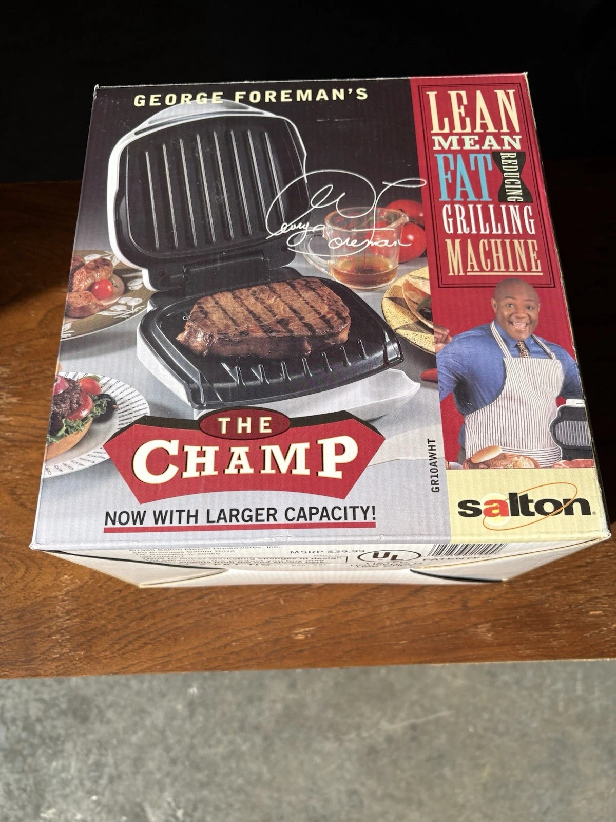 George Foreman The Champ GR10AWHT Electric Grill White Non-Stick Easy Clean