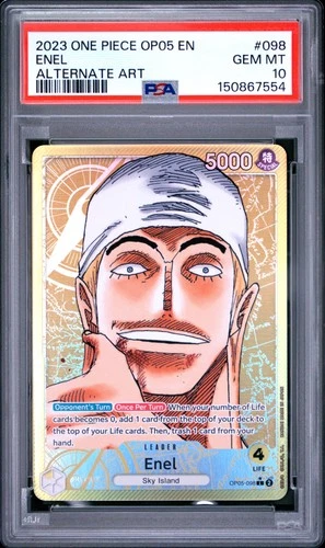 2023 ONE PIECE OP05-AWAKENING OF THE NEW ERA ALTERNATE ART #098 ENEL PSA 10
