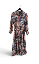 Wrong Side of Right Abstract Multicolor Midi Shirt Dress Collared Belted 4
