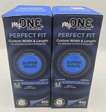 Lot of 2 One My One Super Snug 45D Condoms - Premium Latex 10 pack EXP 07/27