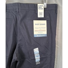 Dockers Easy Khaki Mens Navy Blue Classic Fit Pleated Stretch Pants 40x30 NWT