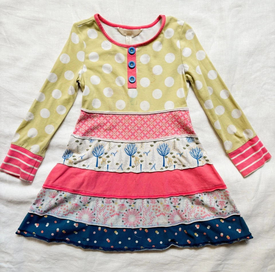 Matilda Jane tiered ruffle dress &green leggingspants set sz  4 girls - Image 2 of 4