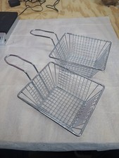 2pc Appetizer Fry Basket Wire Chrome Finish Rectangle 6"x4"x3" Display Food