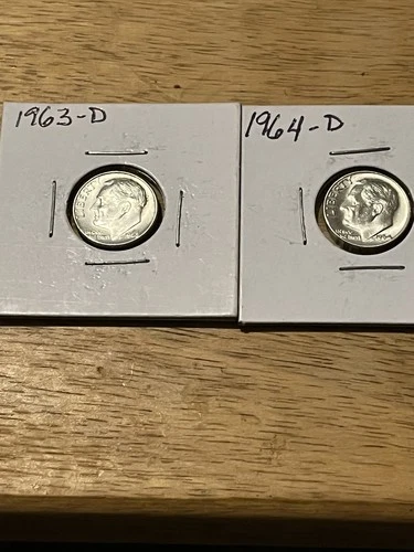 1964-P and 1964-D Beautiful Uncirculated Roosevelt Dimes 90% Silver