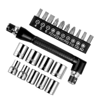 21 Piece L Shaped Screwdriver Kit with 9 Compass Wrenches and 10 Working Tips