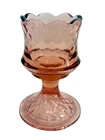 Fenton Dusty Rose Pink Glass Diamond Optic Candle Holder Votive Tealight 4.5"