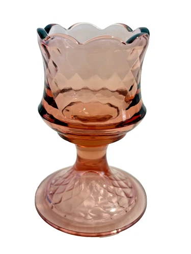 Fenton Dusty Rose Pink Glass Diamond Optic Candle Holder Votive Tealight 4.5"