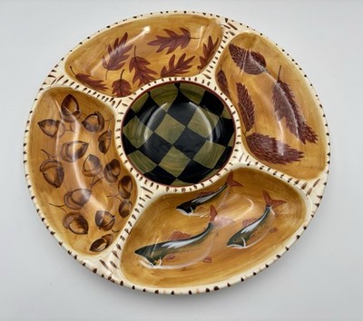 Zrike Outpost 15'' Round Chip Veggies Dip  Platter designer S Riggsbee White 