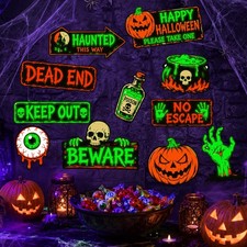 11 Pcs Neon Halloween Decorations Wall Stickers Glow in The Dark