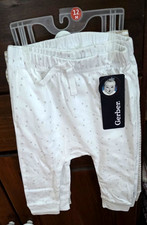 3 Pack Gerber Infants 12 Month Long Cotton Knit Pants, New