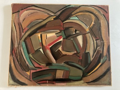 Tableau Abstraction Géométrique Georges Clairefond - Huile Sur Panneau 1970 - Signé - Art Abstrait