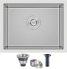 22" x 18" Undermount Kitchen Sink 18 Gauge 304 Stainless Steel Single Bowl Bar