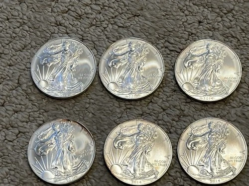Lot Of 6 American Eagle .999 Silver Uncirculated Bullion  US mint 2014