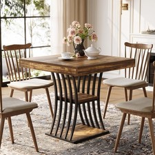 80cm Square Dining Table Industrial Kitchen Table with Storage Mental Base