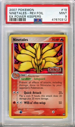 PSA 9 MINT Pokemon Ninetales Reverse Holo Rare ex Power Keepers #19/108