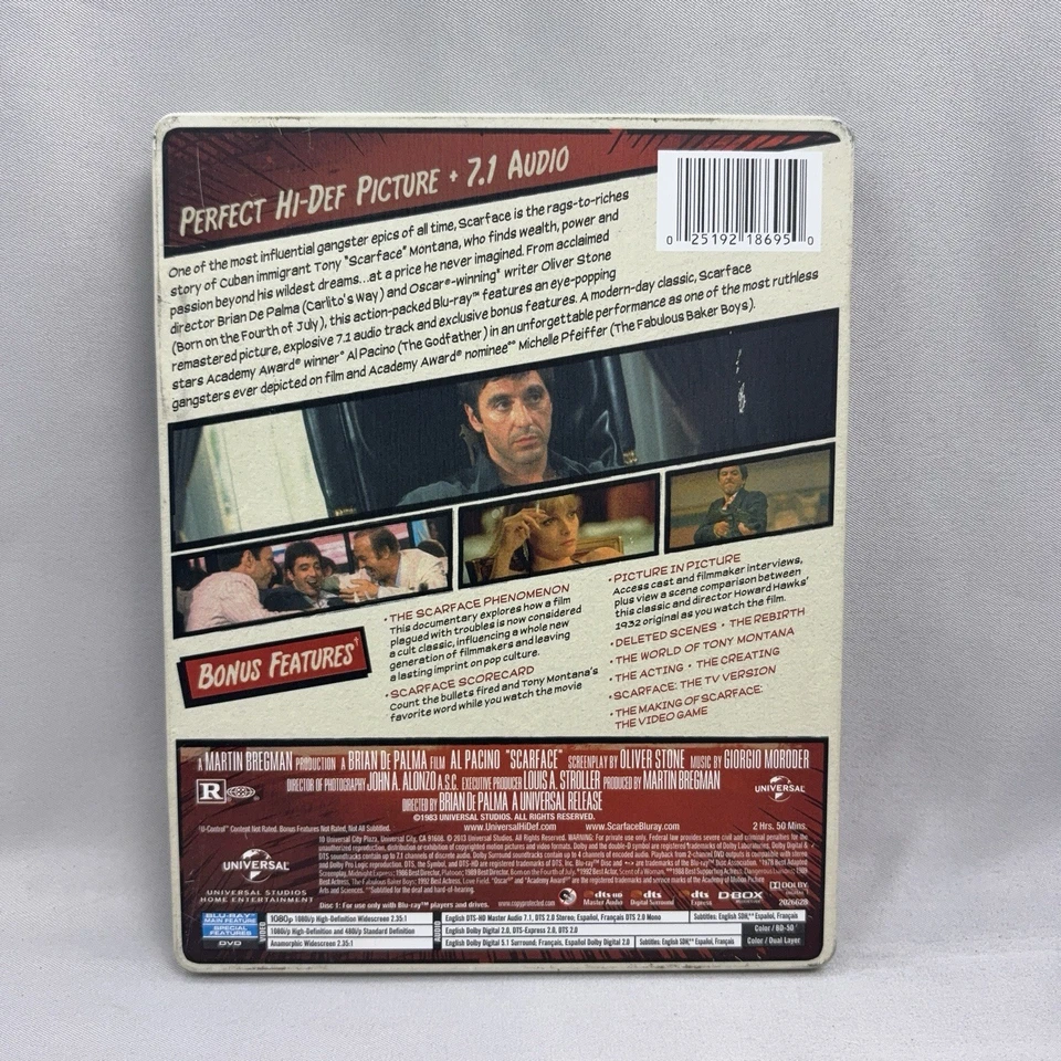Scarface Limited Edition Blu-Ray Al Pacino SteelBook 1983 Crime Film Foto 2 de 4