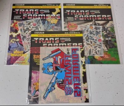 TRANSFORMERS G1 UK Marvel Comics # 1 # 2 # 3 WITH FREE ACTION TRANSFERS 1984
