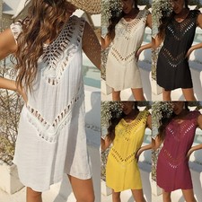 Womens Crochets Lace Bikini Cover UP Beach Dress Hollow Summer Holiday Swimwear
