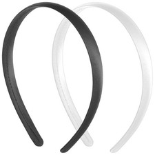 2Pcs Satin Headbands Women Girls Non-Slip 1 Count Pack of 2 , Black; White