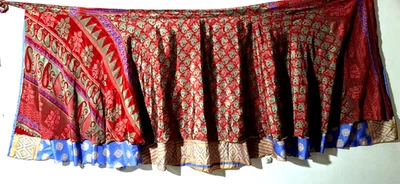 Women's Indian Sari Wrap Skirt Handmade Reversible Vintage Hippie XL Tea - Image 1 of 4