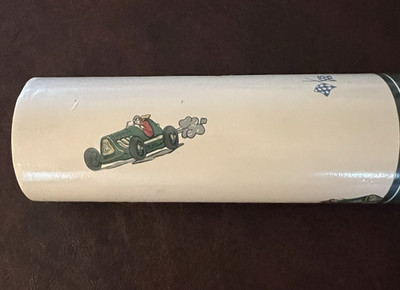 Vtg Laura Ashley Childrens Race Car Vinyl Wallcovering New 1 roll STERLING NAVY