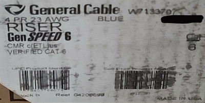 General Cable GenSPEED 6 23/4P UTP Cat6 Network Cable CMR Blue /100ft