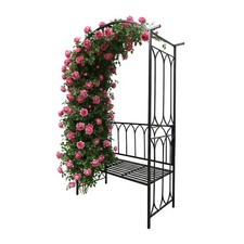 Rosenbogen Rosenspalier Rankger&uuml;st Kletterhilfe Rosenrankbogen mit Bank Metall