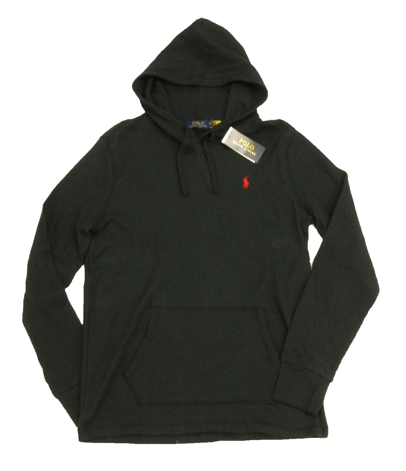 Polo Ralph Lauren Men's Black Solid Cotton Waffle Knit Thermal Pullover Hoodie
Opens in a new window