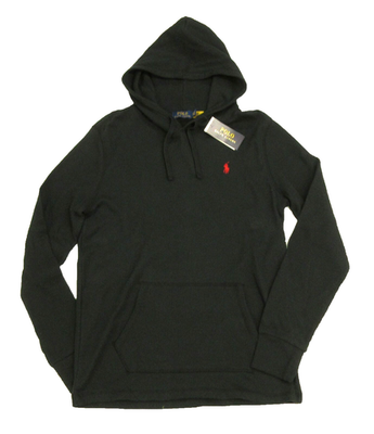 Polo Ralph Lauren Men's Black Solid Cotton Waffle Knit Thermal