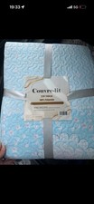 Couvre-lit matelassé floral moderne bleu 220 x 240 cm 100 % polyester