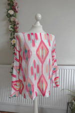 GORGEOUS PINK & MULTICOLOURED LIGHTWEIGHT BATWING TOP JUMPER ONE SIZE