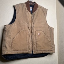 Carhartt Quilted Lined Duck Canvas Vest Mens Sz 2XL Brown Workwear 269