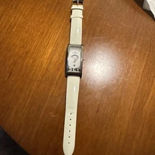 Dodici Haurex Tank Watch Black Crystal Question Mark Series White Leather strap